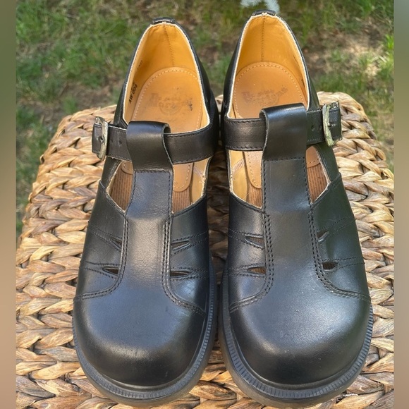 Dr Martens MIE Black Leather 8366 Y2K Chunky T-strap Mary Jane Oxfords Size 7/8 - Picture 9 of 12